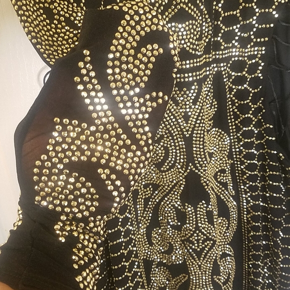 Fashion Nova Unique Gold Dynasty Studded Dress - Picture 5 of 7